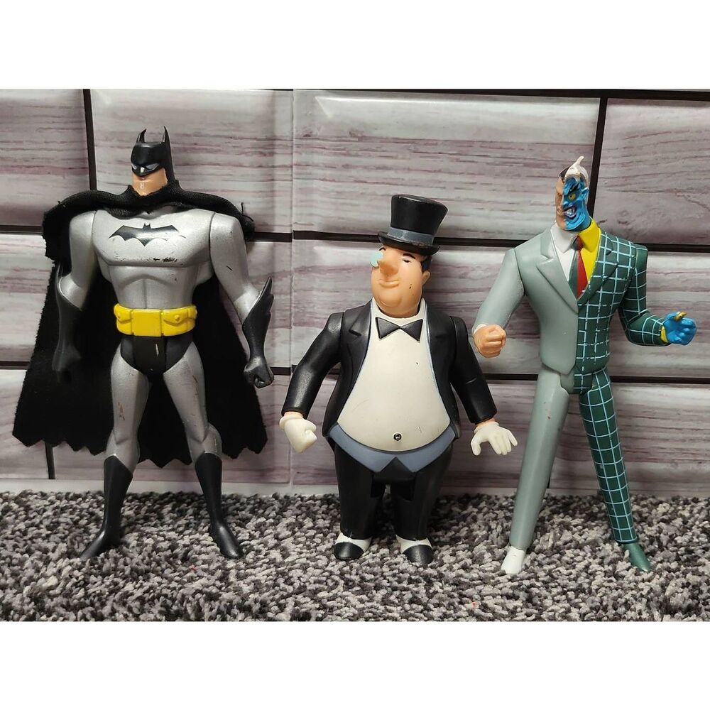 Batman, Two Face, and Penguin Action figures #A90